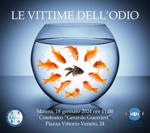 Il 18 gennaio 2024 si terrà a Matera il convegno OSCAD organizzato da Questura e Comando Provinciale Carabinieri dal titolo "Le vittime dell'odio"