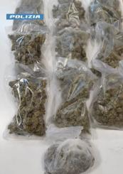 Municipio: scoperto con oltre 1 kg di marijuana al seguito.