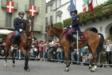 i cavalli della Polizia di Stato in centro