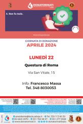Raccolta sangue presso la Questura di Roma - lunedi 22 aprile 2024