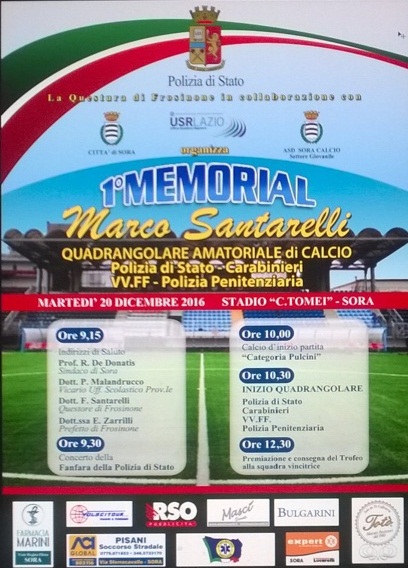 Memorial “Marco Santarelli” : la Polizia di Stato impegnata nel  quadrangolare di calcio Interforze