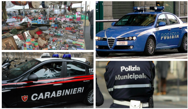 Mercato di Ventimiglia. Controlli interforze della Polizia di Stato, Arma Carabinieri, Guardia di Finanza e Vigili Urbani.  Espulsioni e sequestri.