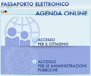Passaporto elettronico - Agenda online