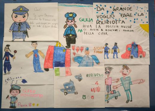 Andria (BAT): gli alunni della scuola elementare “Antonio Mariano” in visita agli uffici della Questura di via Indipendenza. Il Questore Fabbrocini riceve i disegni realizzati per l’occasione.