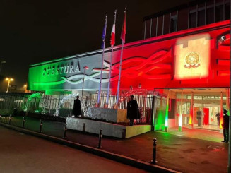 Cerimonia di inaugurazione della nuova facciata della Questura di Bergamo 10 dicembre 2020