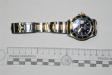 orologio marca Rolex acciaio e oro con cinturino in metallo quadrante blu