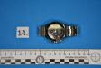 Nr.1 orologio in acciaio con quadrante nero/rosso, marcato Rolex Oyster Perpetual matricola F520117